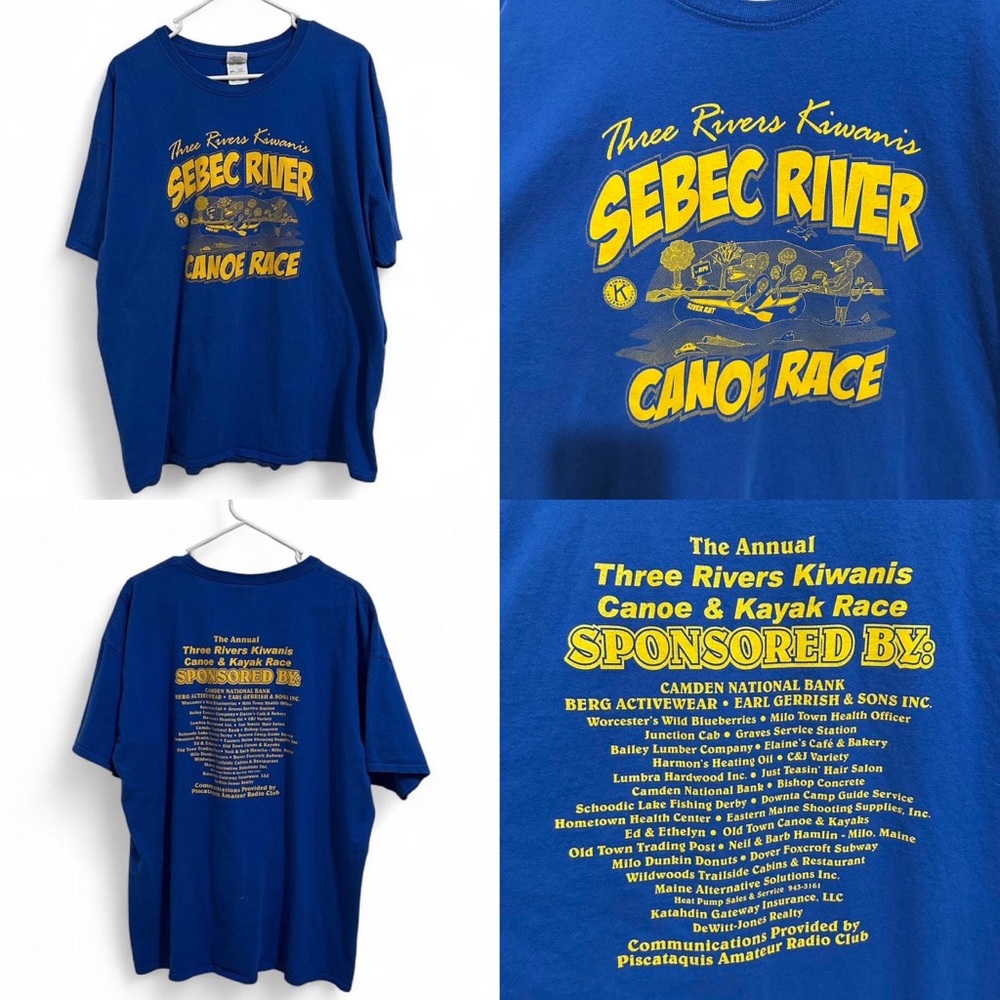 Royal Blue Maine Canoe Race T-Shirt Size 2XL